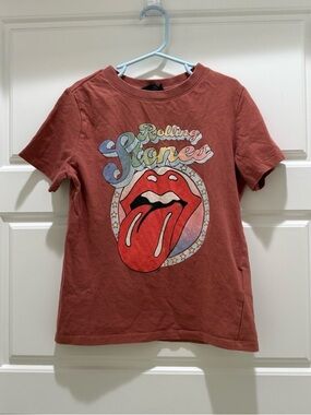 Cotton On Rust Orange Rolling Stones Short Sleeve Graphic Shirt Size Kids 7